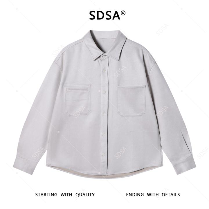 SDSA男士秋冬新款痞帅男装极简风绒面纯色翻领长袖衬衫复古百搭