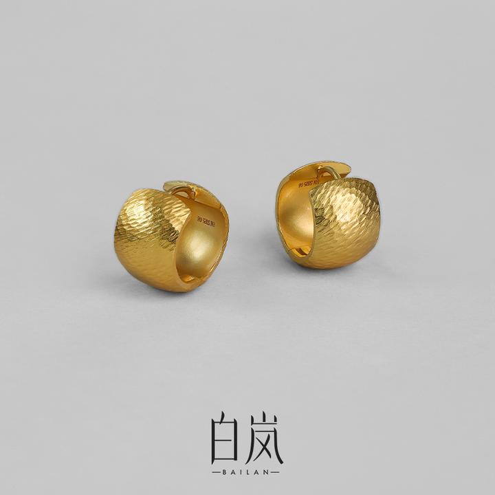 925银耳饰 【8月上新】白岚鸣沙耳圈925银耳环耳饰女高级轻奢ED4716