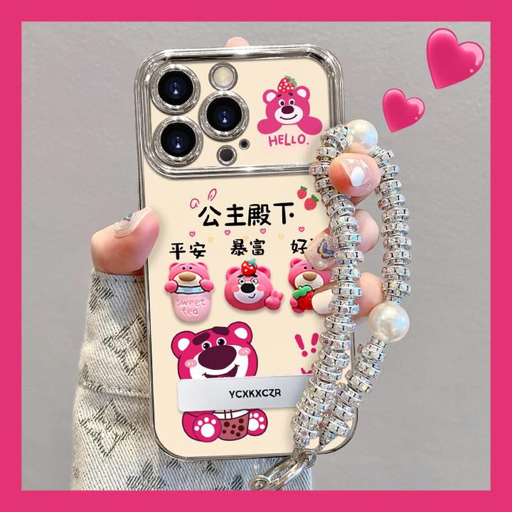 可爱草莓熊手机壳适用于苹果16/华为/oppo/vivo流行公主网红爆款