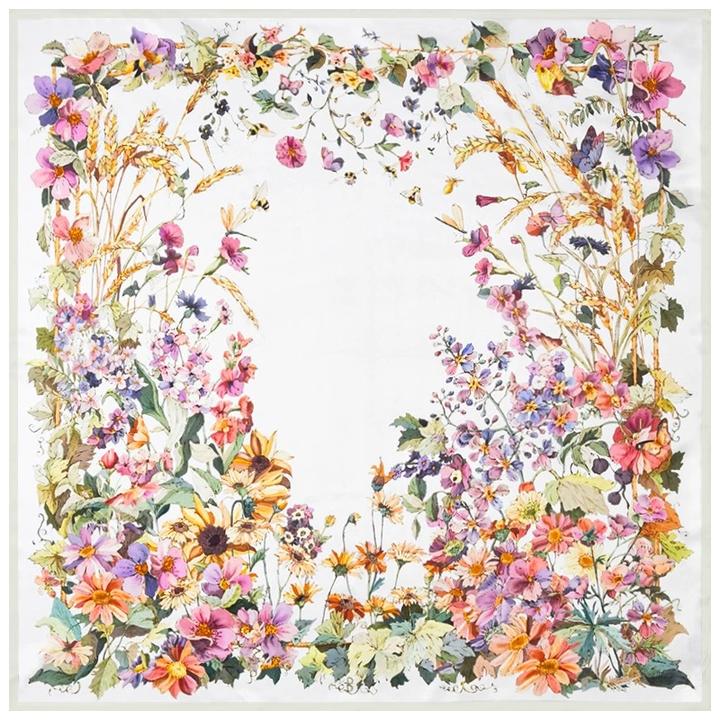 春色满园90*90高档时尚女士真丝100%桑蚕丝丝巾