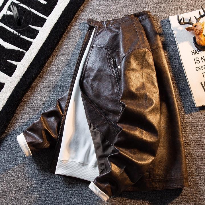 美式硬汉风摩托机车服皮衣外套男春秋复古潮流百搭简美式复古皮衣