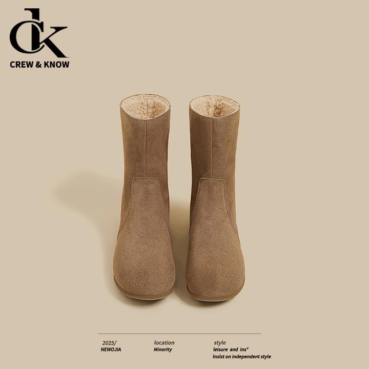 【C·K官方正品】2025冬新款内增高雪地靴女加绒棉鞋复古加厚毛毛鞋