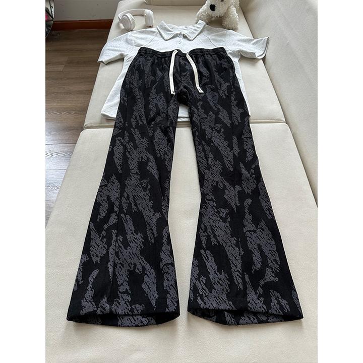 美式复古扎染休闲裤男款夏季潮牌设计感cleanfit裤子直筒宽松长裤