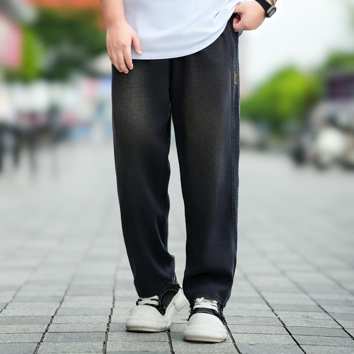 【莱赛尔长裤】蝈蝈大码阔腿直筒男夏季宽松新款潮牌休闲加肥加大