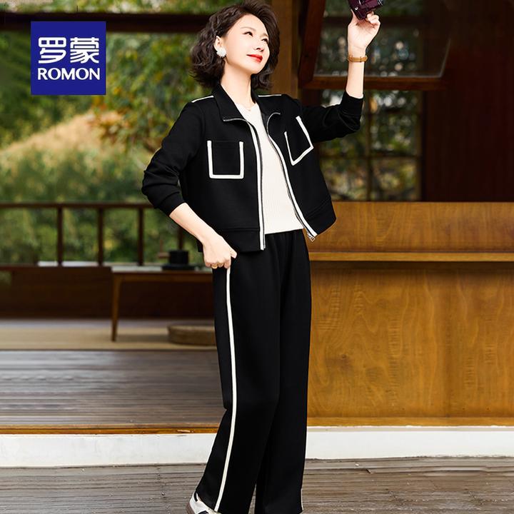 罗蒙中年妈妈秋装外套小香风2025新款中老年人运动服套装女两件套