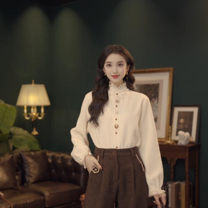 琦琦【雏菊发圈】复古港风秋冬厚款休闲百搭衬衫上衣 YF1103487