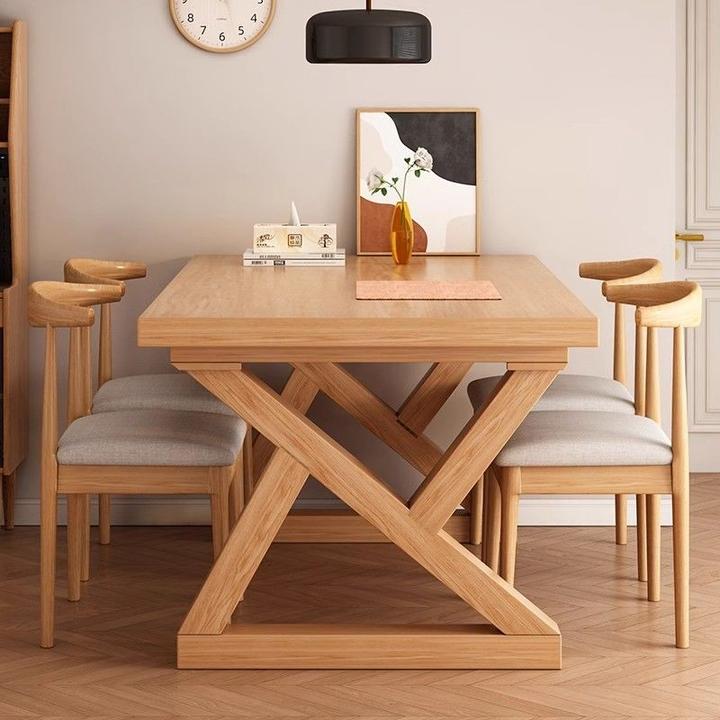 实木餐桌椅子新款家用小户型吃饭桌子客厅长方形大板桌餐桌椅组合