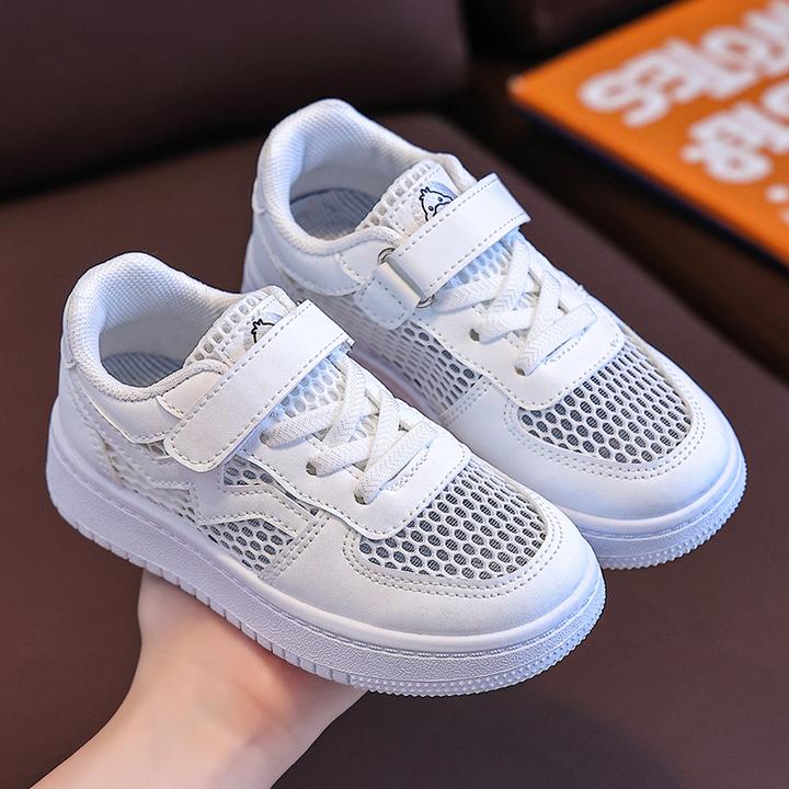 男童网鞋2025夏季新款网面透气女童小白鞋镂空轻便白色儿童运动鞋