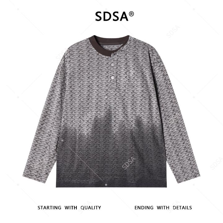 SDSA男士秋冬新款痞帅男装潮牌渐变半纽扣圆领卫衣百搭网红款上衣