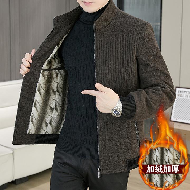 冠欧奥斯 冬季毛呢夹克男士立领休闲加绒加厚短款呢子大衣外套