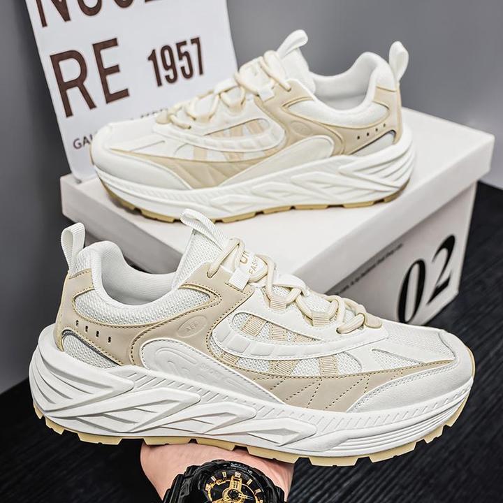 春季新款男鞋老爹鞋低帮男士透气学生跑步夏季网布百搭潮鞋