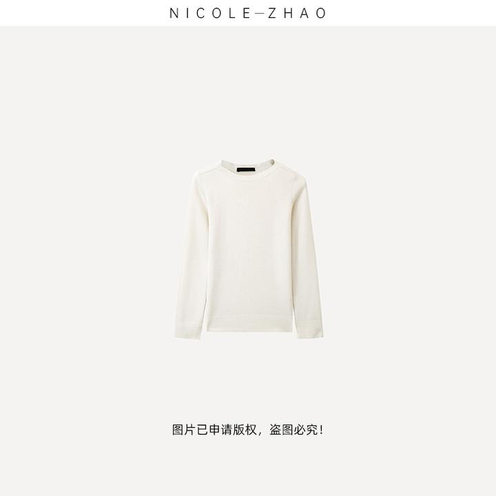 2D0792【贵姐NICOLE】意大利进口纱线黑白丝羊绒纯色一字肩针织