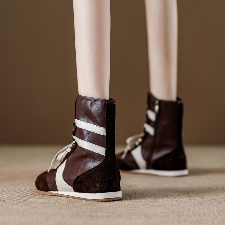 真皮软底内增高马丁靴女2025秋季新款超火女鞋棕色靴子爆款单靴女