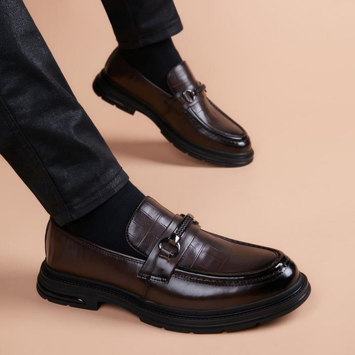 EAEOVNI新款套脚男士豆豆皮鞋青年百搭英伦风一脚蹬休闲男皮鞋