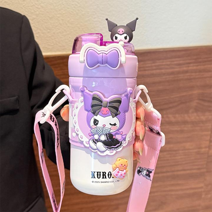 三丽鸥库洛米水杯儿童保温杯女孩上学专用美乐蒂小学生双饮吸管杯
