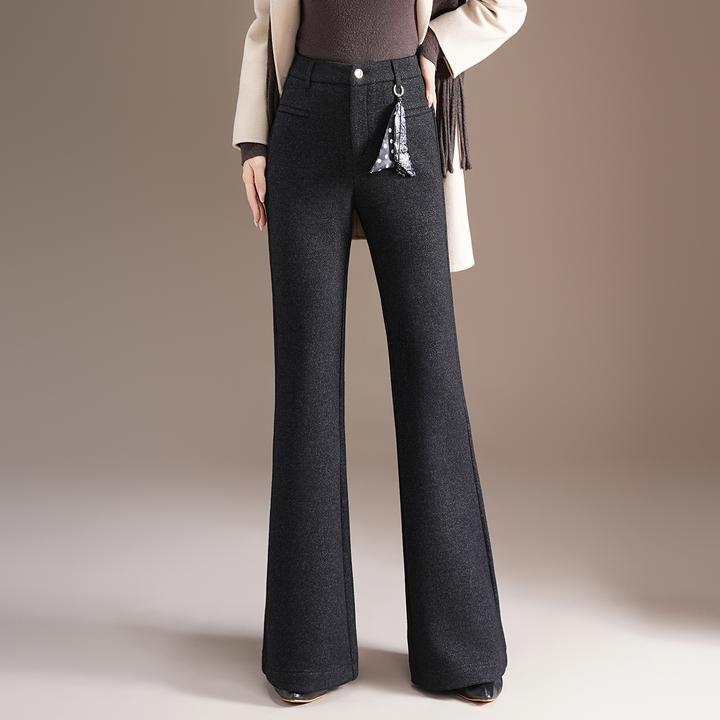 微喇裤女秋冬季加厚羊毛呢女裤2025新款高腰喇叭裤显瘦休闲长裤子