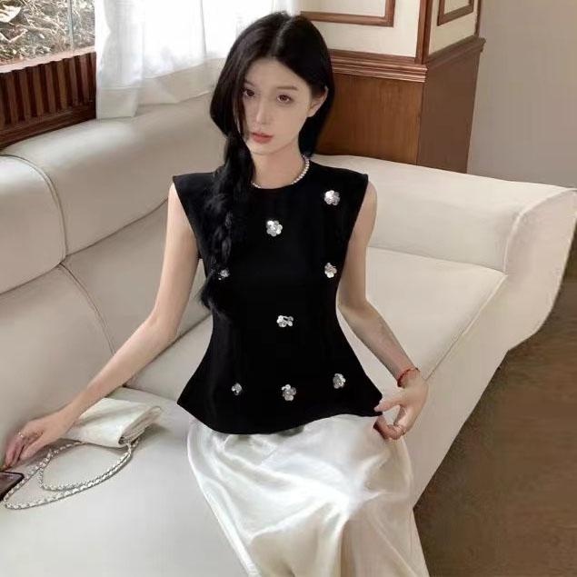 法式赫本风无袖背心上衣+半身裙套装女2025新款气质显瘦两件套609