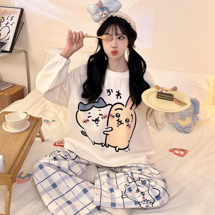 女童睡衣春秋季女孩大童长袖纯棉薄2025新款儿童初中生亲子家居服