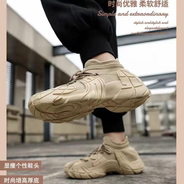 时尚厚底男鞋潮流袜子鞋飞织透气休闲运动鞋学生青少年网面潮鞋