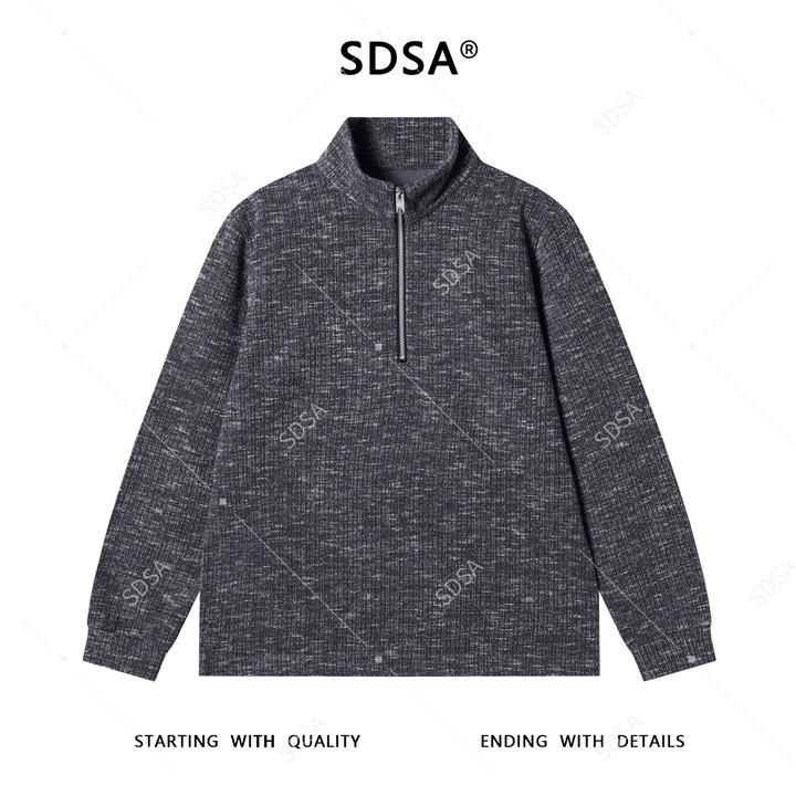 SDSA男士秋冬新款痞帅男装潮牌高街半拉链立领针织卫衣时尚上衣