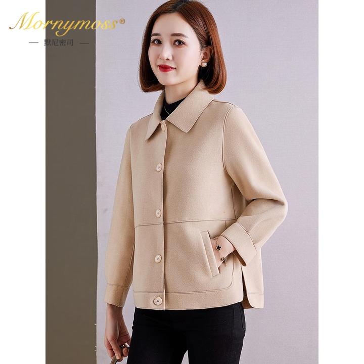 默尼密司品牌双面毛呢大衣女2024秋冬新款中年妈妈冬季短款小个子
