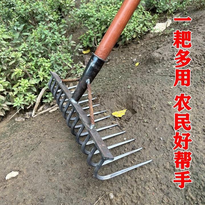 加厚锰钢农用铁耙子扒地翻地搂草松土工具除草多功能农具