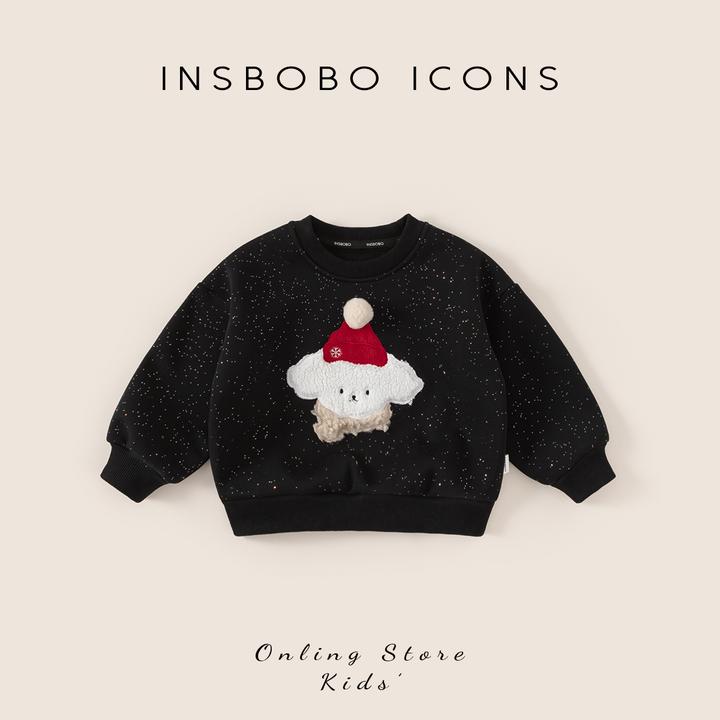 【专属】INSbobo儿童卡通卫衣加厚圆领立体绣花细闪套头卫衣DY85063