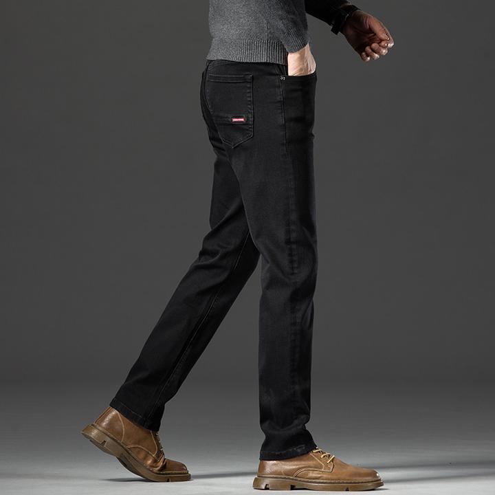 香港2025秋冬新款黑色牛仔裤男修身直筒弹力休闲商务高端男裤长裤