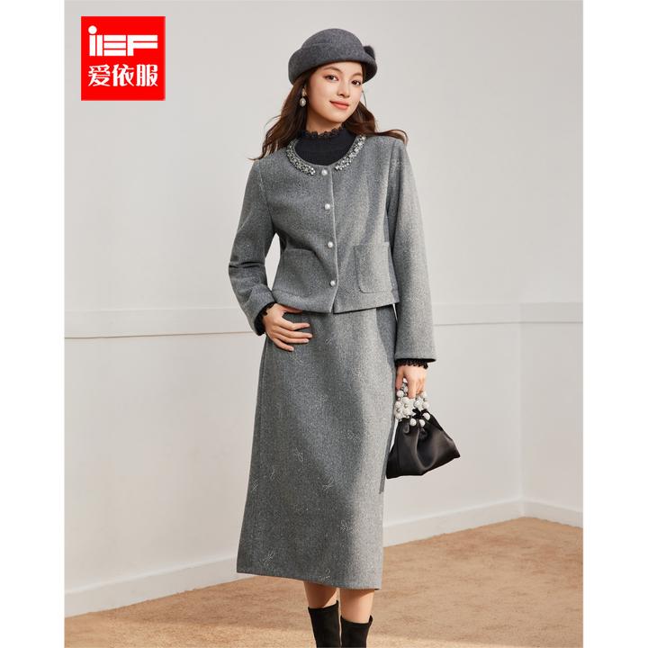 IEF/爱依服【大码女装】2025秋冬新款韩版成熟通勤气质上下套长裙