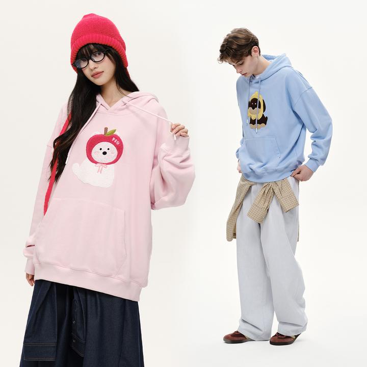 PSO Brand380克毛圈底针织可爱毛绒帽子小狗连帽卫衣PWY121