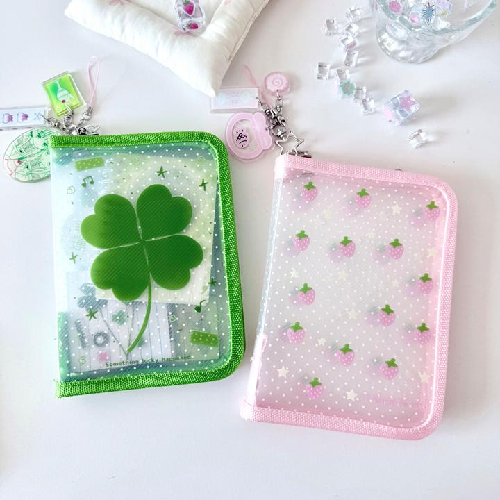 便携式A6斜纹透明收纳包吧唧谷子小卡贴纸手账素材大容量收纳袋