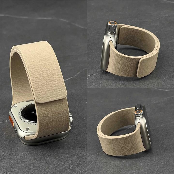 荔枝纹iwatchS10纯色磁吸液态硅胶表带适用苹果手表s9新款87Ultra