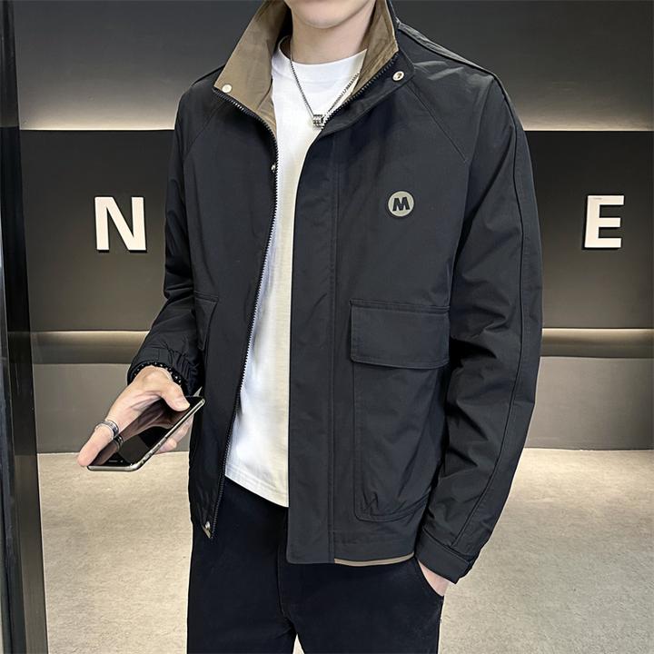 2024新款男式工装夹克立领拼色秋装潮牌多色可选