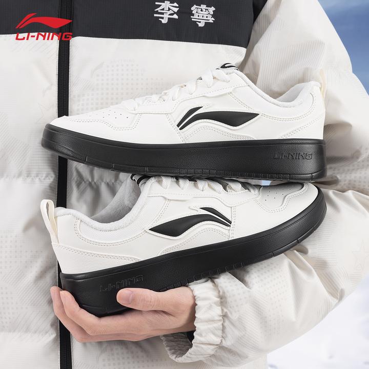 李宁初云加绒板鞋男款2025冬季新品防风保暖简约男生运动休闲鞋男