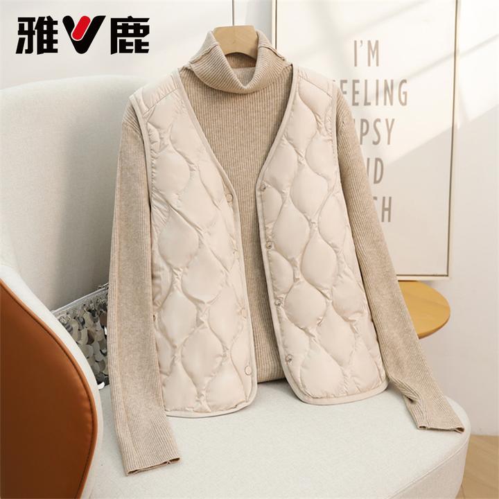 雅鹿女士轻薄羽绒马甲贴身内穿保暖轻便羽绒内胆户外不臃肿零压感