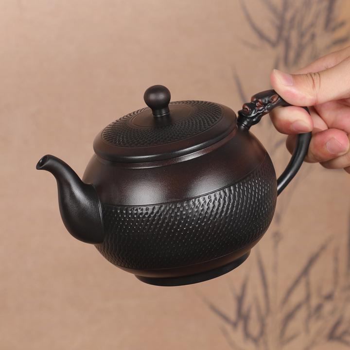 全手工云南紫陶茶壶跳刀笑樱壶大容量泡茶壶复古家用泡茶专用茶具