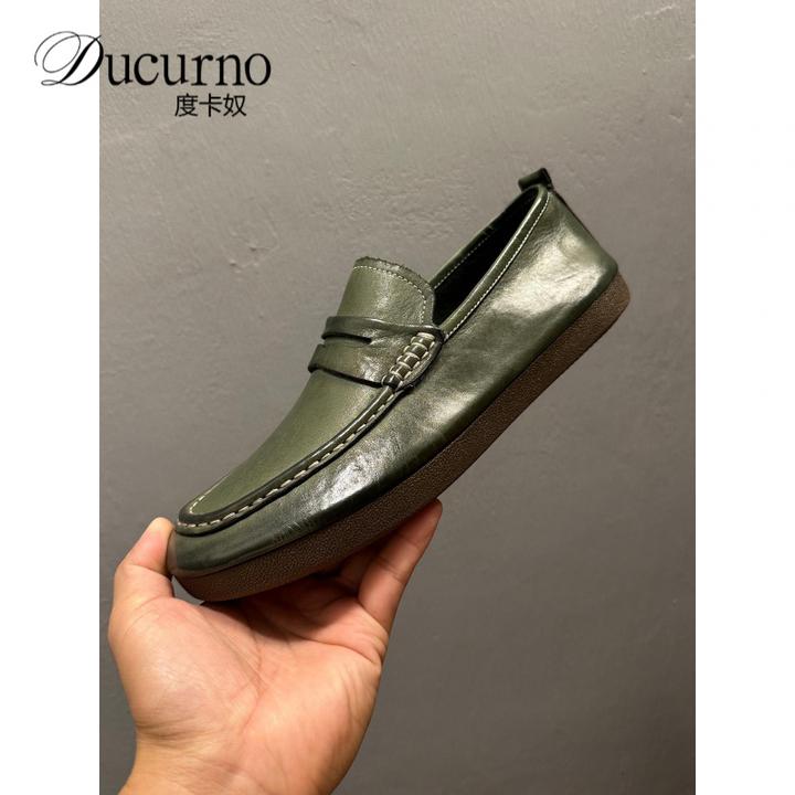 高端马皮乐福软皮简约豆豆马皮男生休闲鞋2025皮鞋痞帅牛皮男鞋