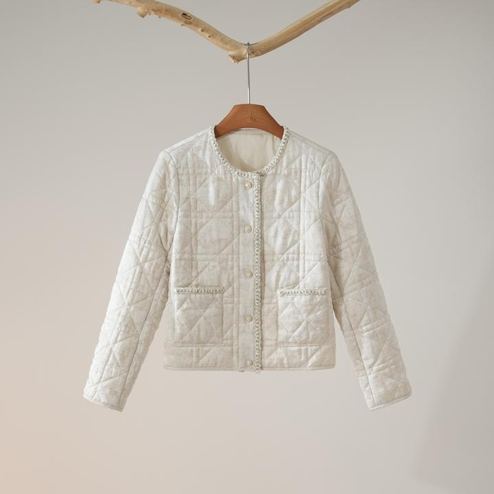 西子/【奥兰多】莱赛尔亚麻夹羊毛菱格绗缝外套/WTHJ0316