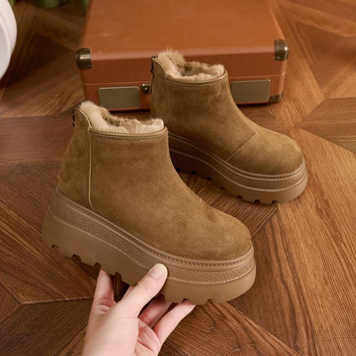 小个子雪地靴女冬季加绒加厚棉鞋厚底增高短靴时尚百搭保暖棉靴子