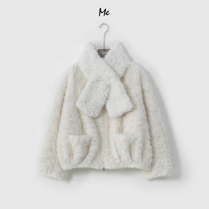 ME【布里奇（含围脖）】奶乖丰盈毛感时尚百搭保暖毛毛外套MESA5423