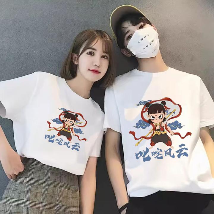 夏季新款潮流纯棉男士休闲t恤短袖圆领宽松舒适百搭半袖卡通印花