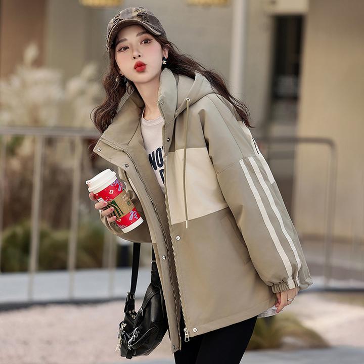 DUCURNO休闲工装羽绒服女2025冬季新款时尚连帽宽松显瘦短款外套