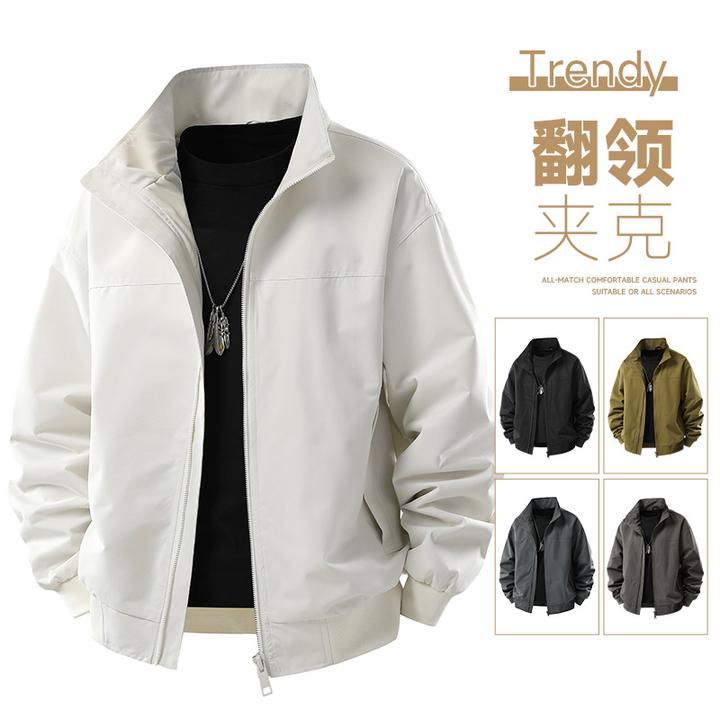 潮流高街宽松痞帅夹克外套立领青少年秋季新款潮牌工装男士排球服