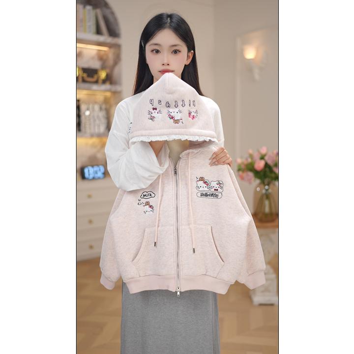 女童卫衣秋冬装2025新款儿童洋气连帽加绒加厚上衣冬季时髦潮7846