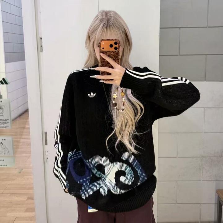 adidas/阿迪达斯三叶草男款 纯棉运动宽松针织衫KC0110