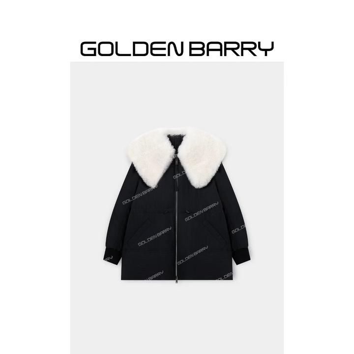 GOLDENBARRY132067“纽约之夜”大毛领收腰鹅绒服
