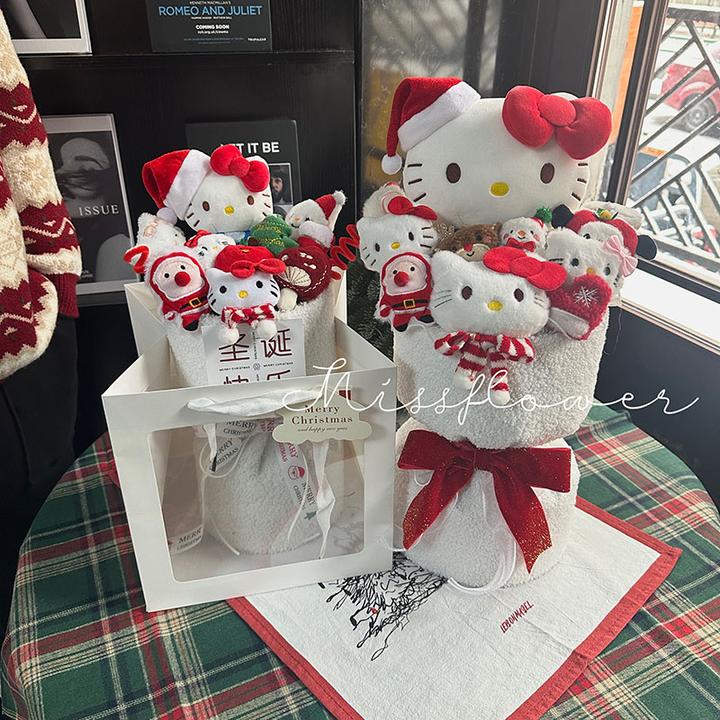原创Hellokitty圣诞玩偶花束三丽鸥公仔送女友生日圣诞节新年礼物