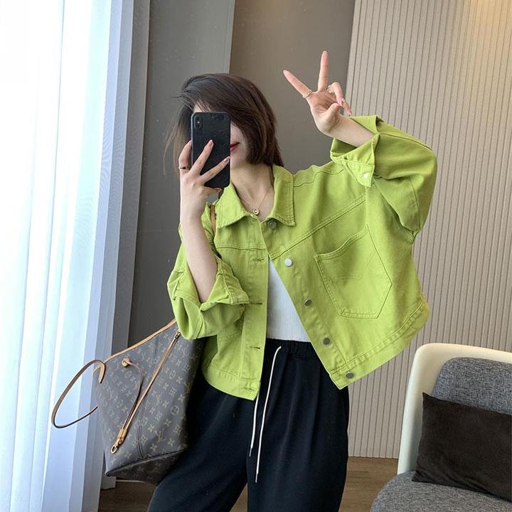 小个子短款牛仔外套女春秋季新款欧货网红宽松休闲夹克上衣ins潮