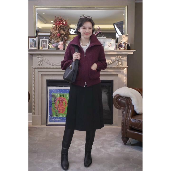 我是摩羯 热红酒 澳洲100美丽诺羊毛花点纱德国STOLL机秋冬毛衣