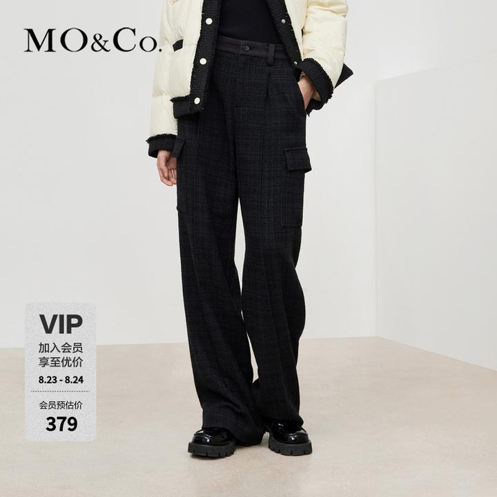 MOCO秋季肌理感工装风宽松长直筒休闲裤时尚女时尚女装MBB3PATT19